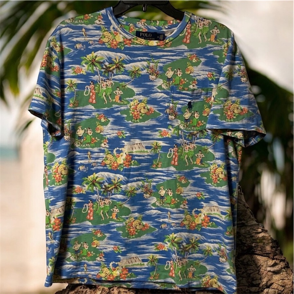 POLO RALPH LAUREN PRINTED LANDSCAPE POCKET TEE Sz M